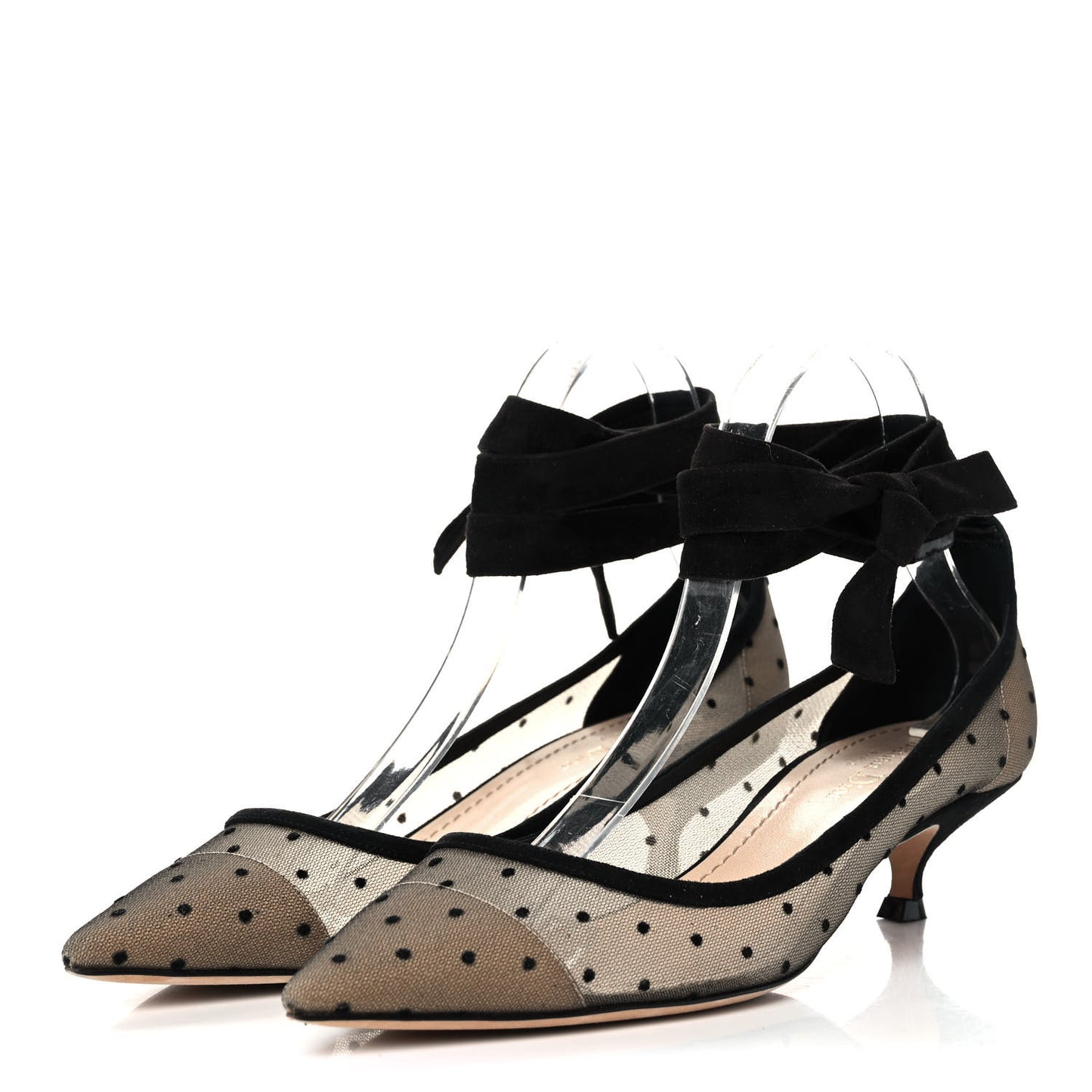 Suede Calfskin Plumetis Lovely-D Ankle Wrap Pumps 39.5 Black