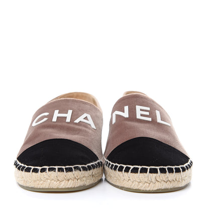 Chanel Velvet Logo Espadrilles 37 Beige Black 2 of 9