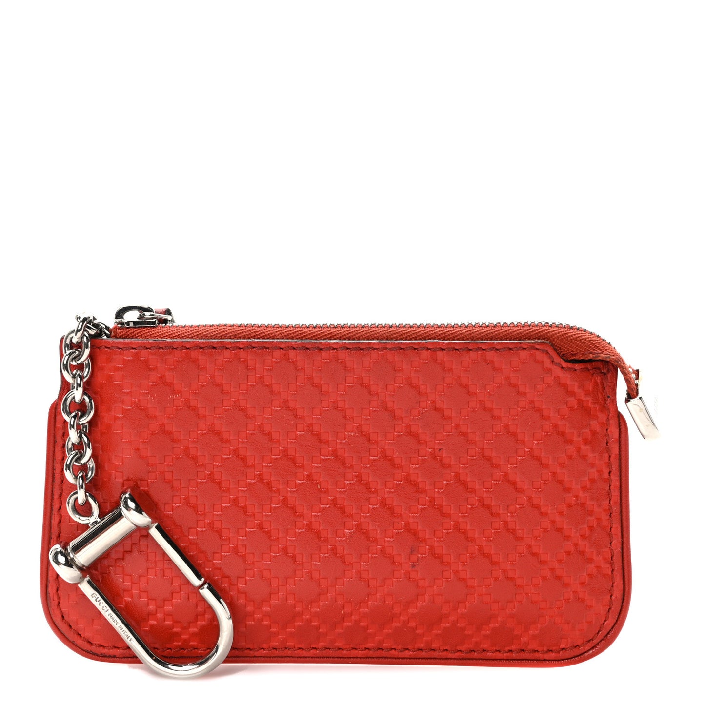 Calfskin Diamante Embossed Key Case Red