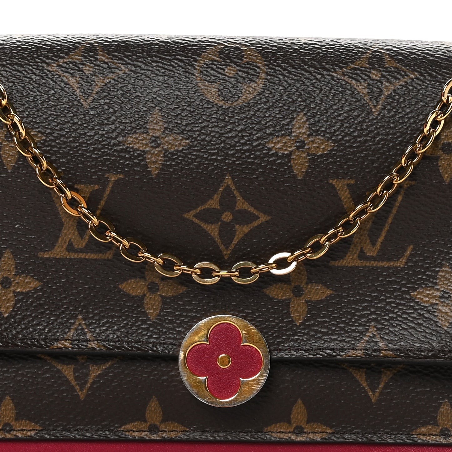 Monogram Flore Chain Wallet Fuchsia