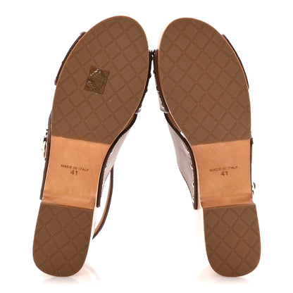 Chanel Calfskin Studded Slingback Clog Sandals 41 Dark Brown 6 of 9