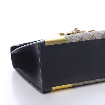 Gucci Nappa GG Supreme Monogram Medium Osiride Top Handle Bag Black Oro Vecchio Beige Ebony 9 of 15