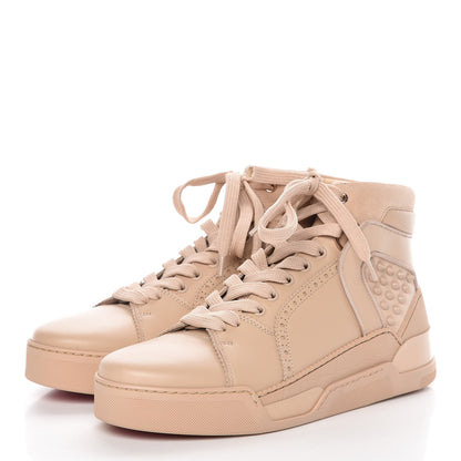 Christian Louboutin Calfskin Crosta Patent Spikes Mens Loubikick Flat Sneakers 41 Nude 3 of 8