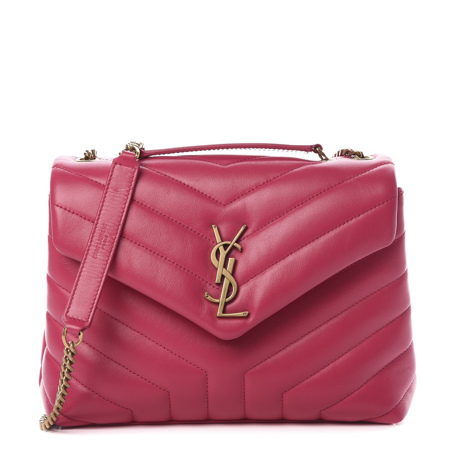 Calfskin Y Quilted Monogram Small Loulou Chain Satchel Fresh Fuchsia