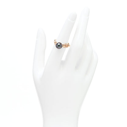 Hermes 18K Rose Gold Diamond Tahitian Pearl Albertine Ring 51 5.75 2 of 5