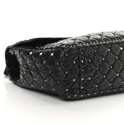 Valentino Garavani Craquele Nappa Large Rockstud Spike Shoulder Bag Black 8 of 15