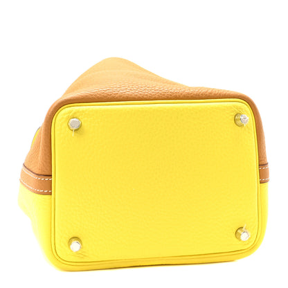 Hermes Taurillon Clemence Casaque Picotin Lock 18 PM Lime Sesame 4 of 9