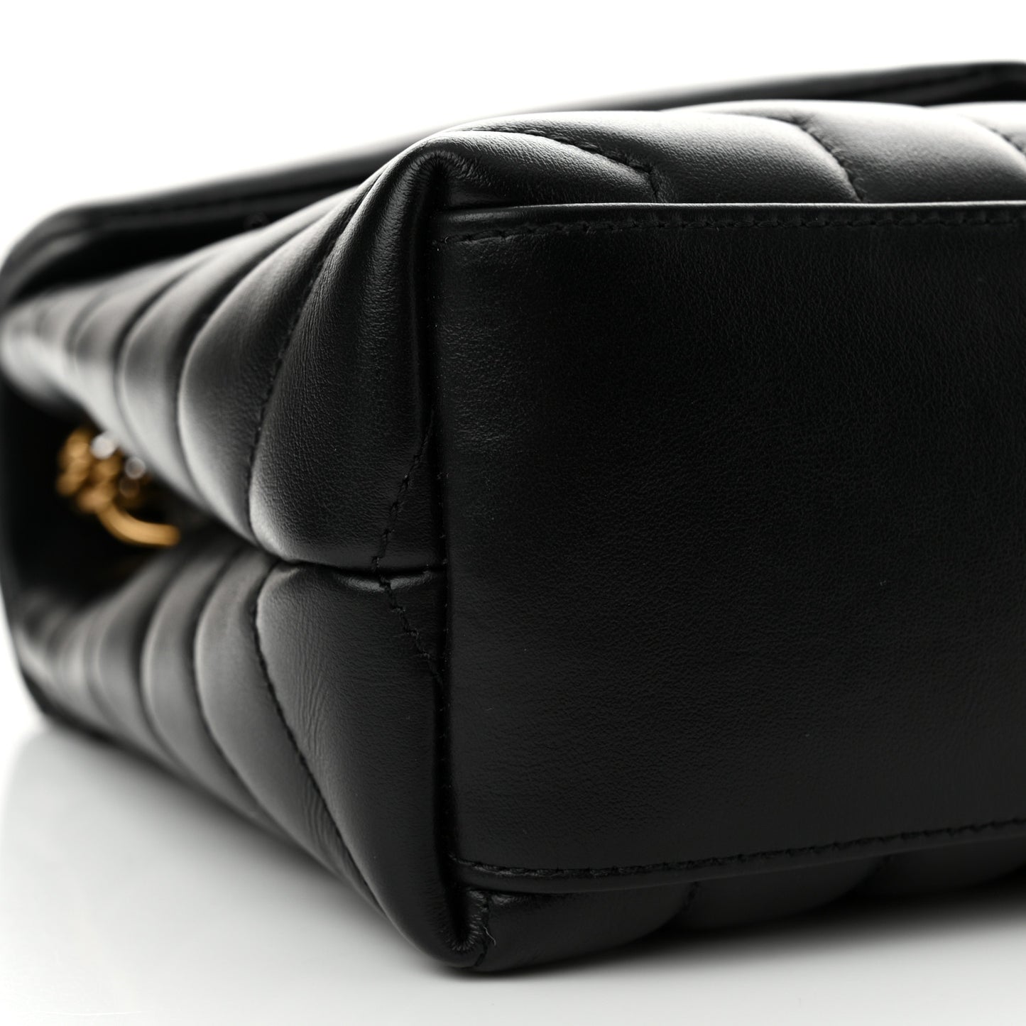 Calfskin Y Quilted Monogram Small Loulou Chain Satchel Black