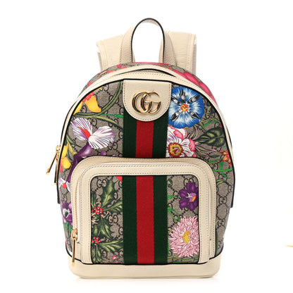 Gucci GG Supreme Monogram Flora Web Small Ophidia Day Backpack White 1 of 10