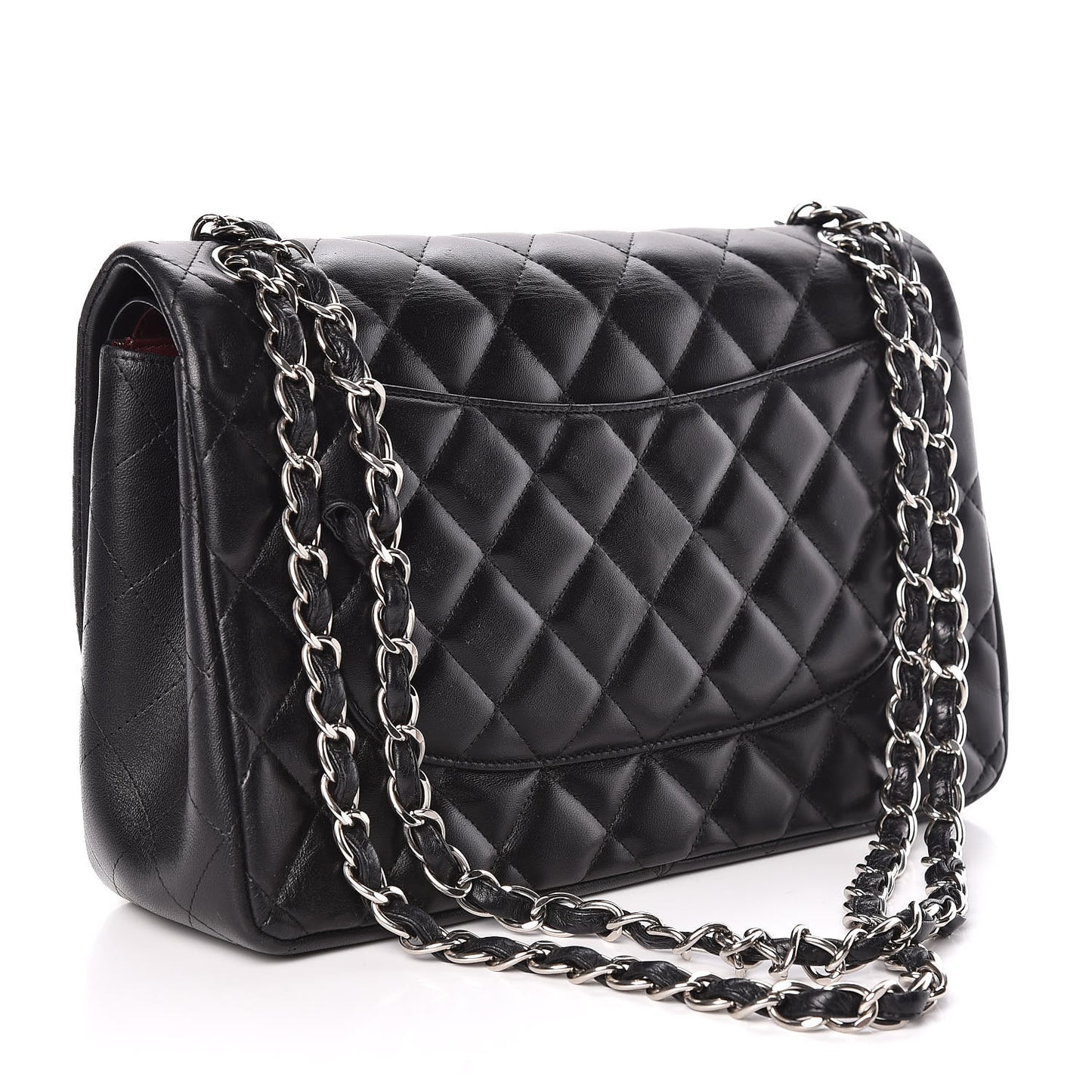 Lambskin Quilted Jumbo Double Flap Black