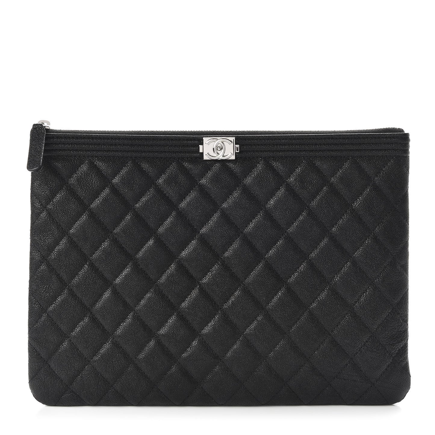Caviar Quilted Medium Boy Cosmetic Case Black