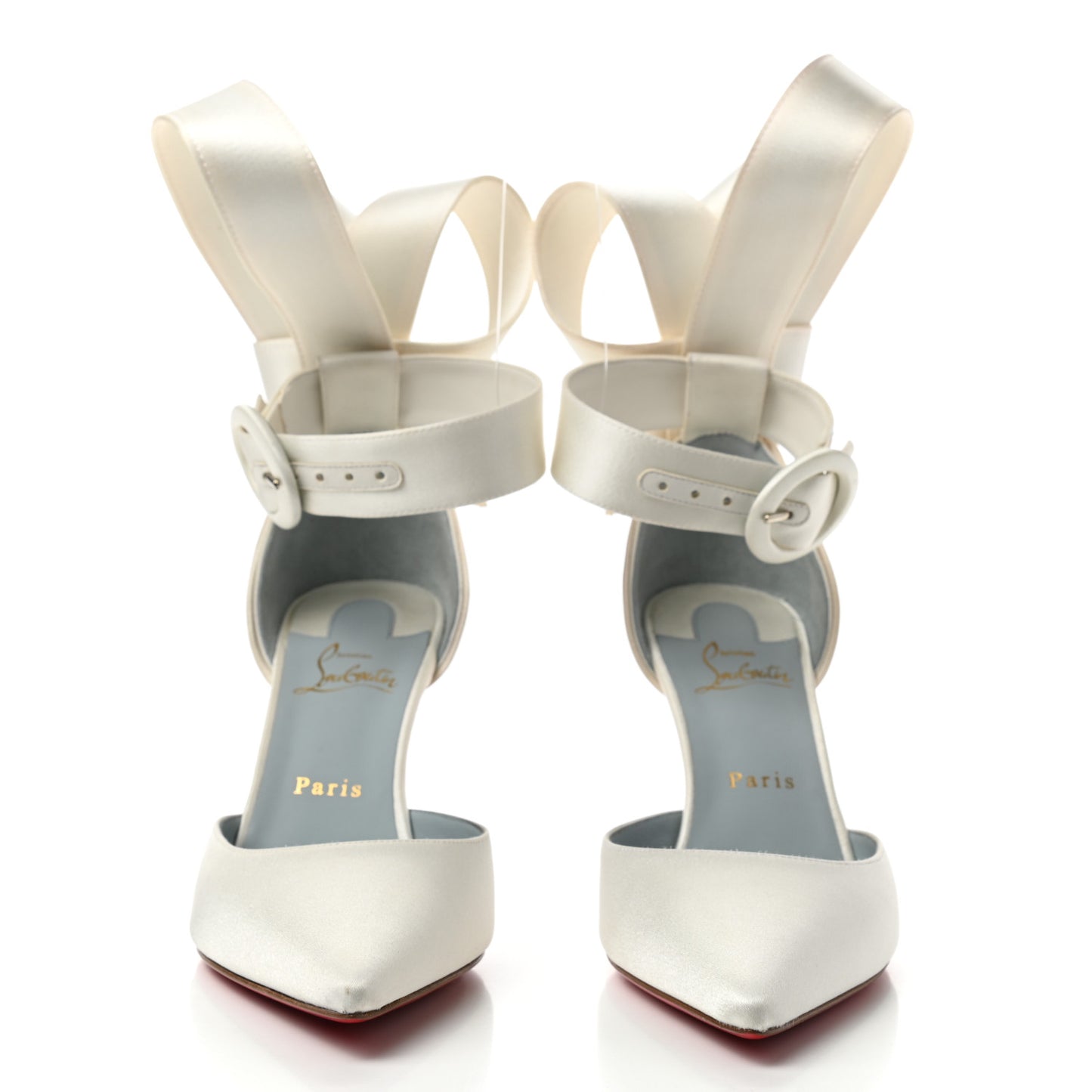 Crepe Satin Raissa 85 Ankle Strap Pumps 39.5 Off White