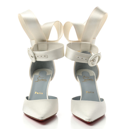 Christian Louboutin Crepe Satin Raissa 85 Ankle Strap Pumps 39.5 Off White 2 of 9