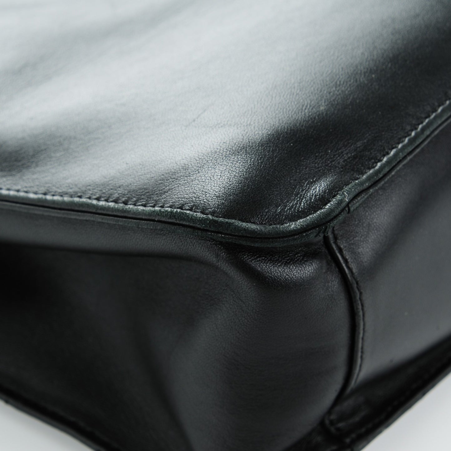 Lambskin Square Stitched Tote Black