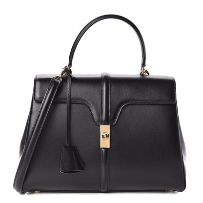 Celine Satinated Calfskin Medium 16 Top Handle Bag Black 1 of 14