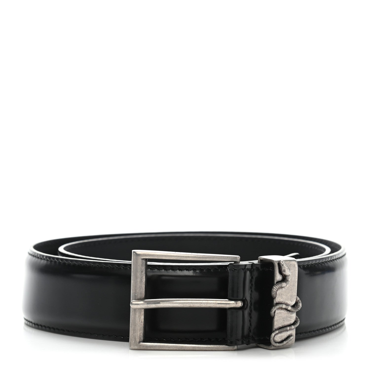 Gucci Calfskin Snake Belt 80 32 Black 1 of 9