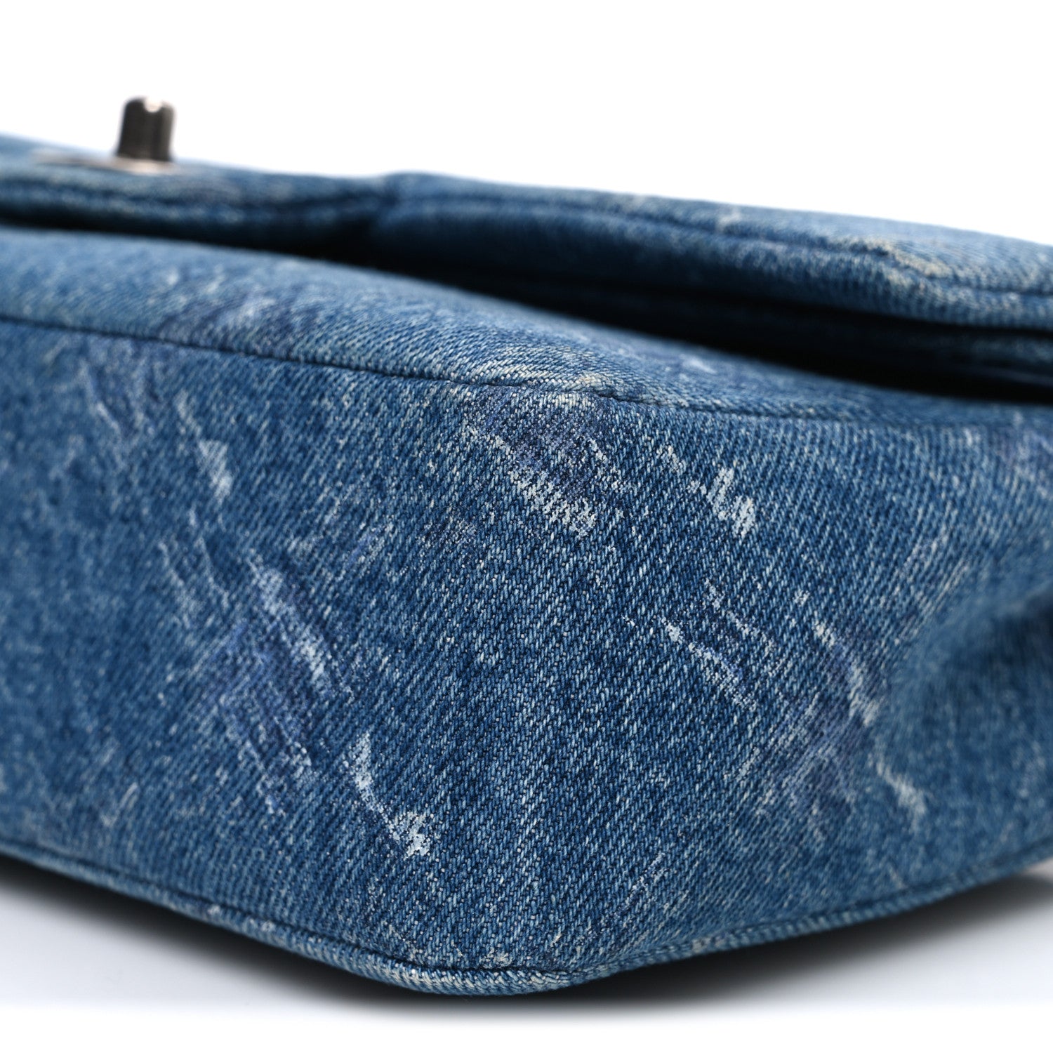 Chanel Denim Bleached Chain Medium Double Flap Blue 1858452