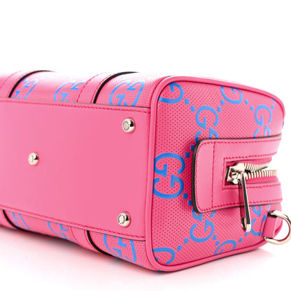 Gucci Calfskin GG Tennis Bi-Color Embossed Mini Duffle Bag Modern Fucsia Modern Blue 10 of 11