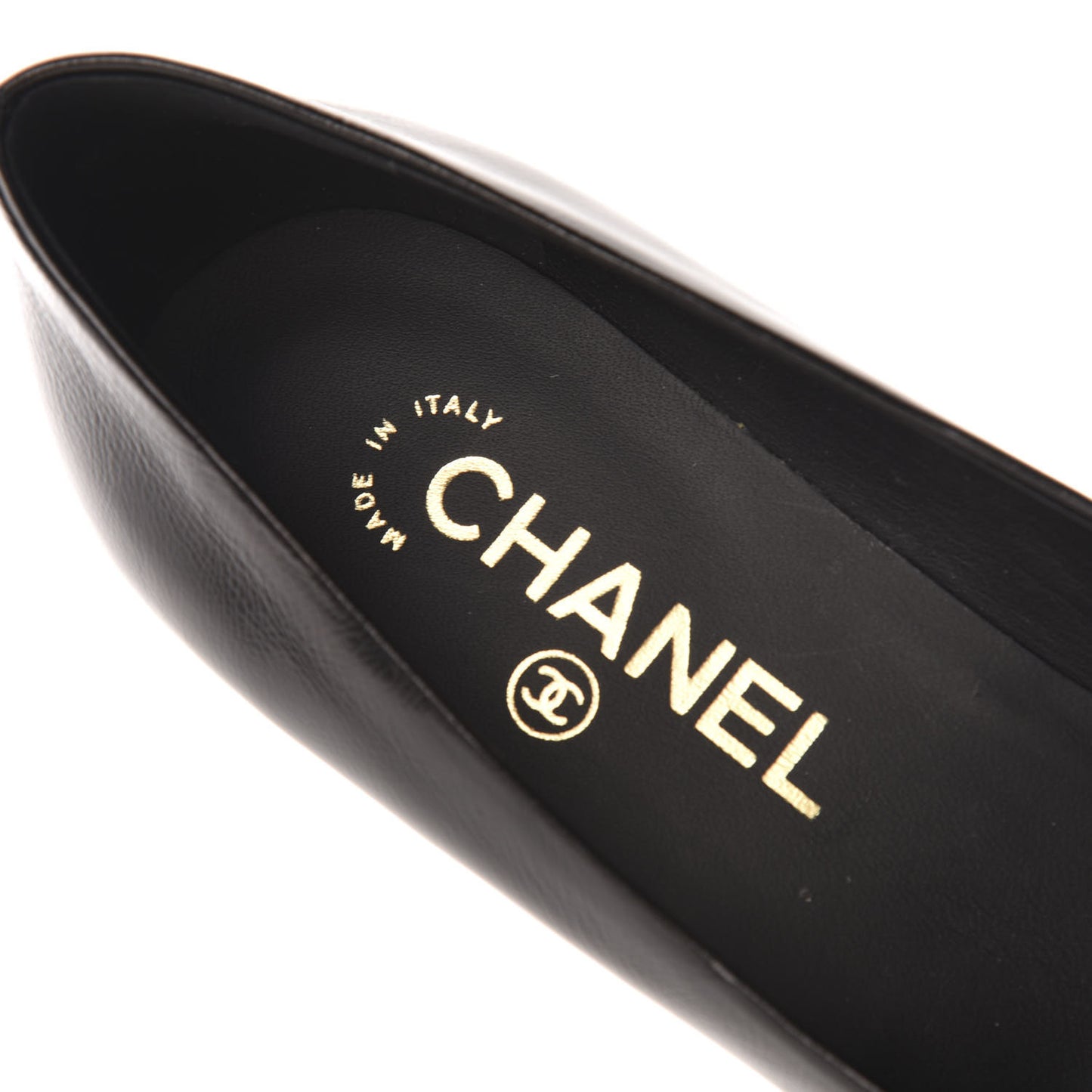Crumpled Calfskin Patent Cap Toe CC Pumps 36.5 Black