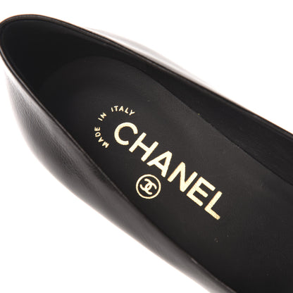 Chanel Crumpled Calfskin Patent Cap Toe CC Pumps 36.5 Black 5 of 8