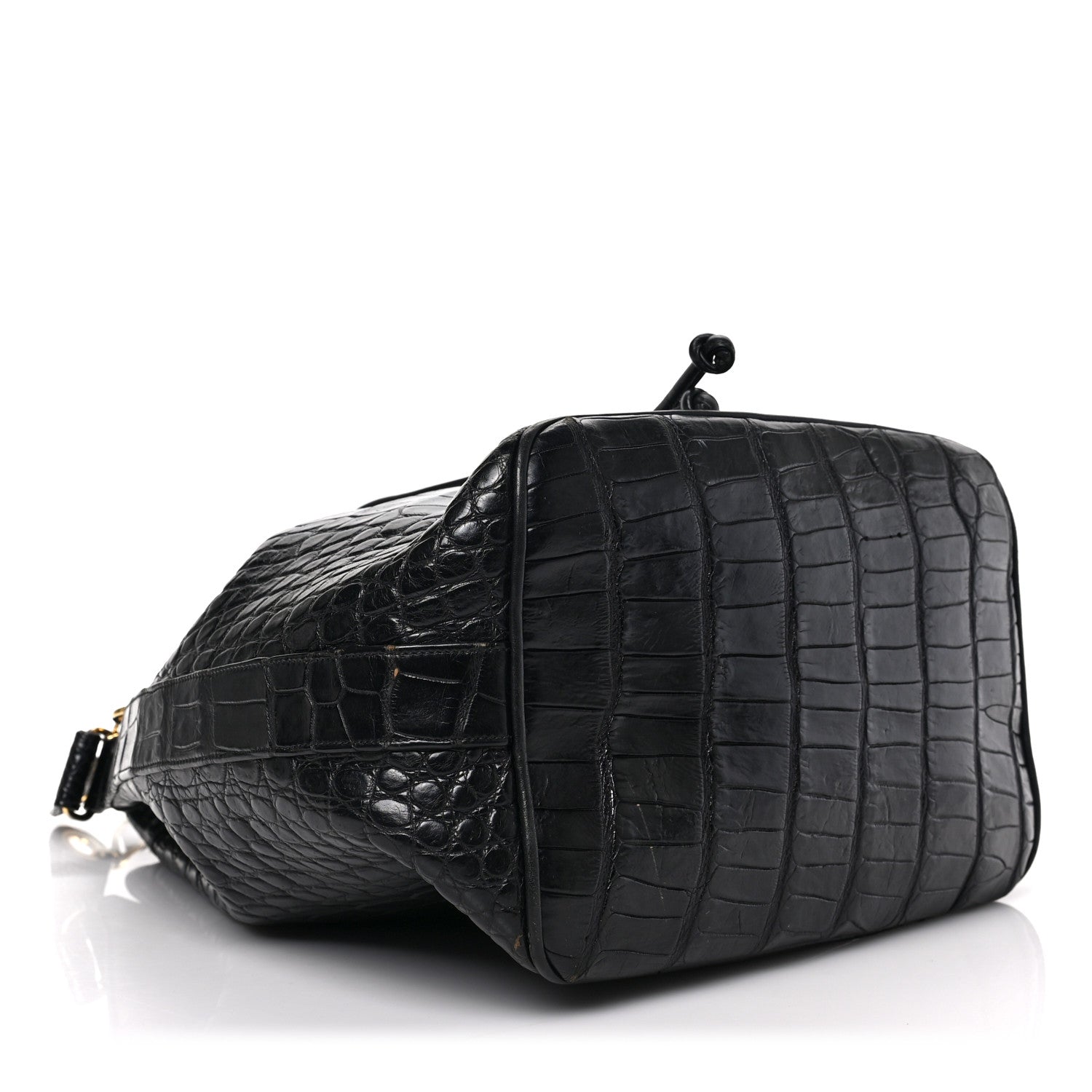 Chanel Alligator Drawstring Bucket Bag Black 4 of 9
