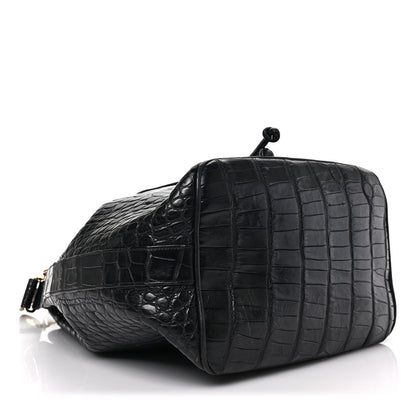 Chanel Alligator Drawstring Bucket Bag Black 4 of 9