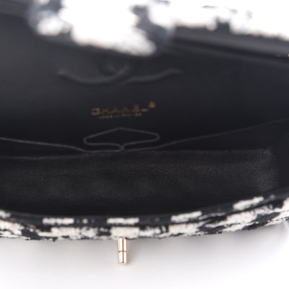 Chanel Tweed Quilted Medium Double Flap Black Ecru White 5 of 12