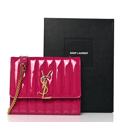 Saint Laurent Patent Matelasse Monogram Small Vicky Chain Bag Bubblegum 12 of 12