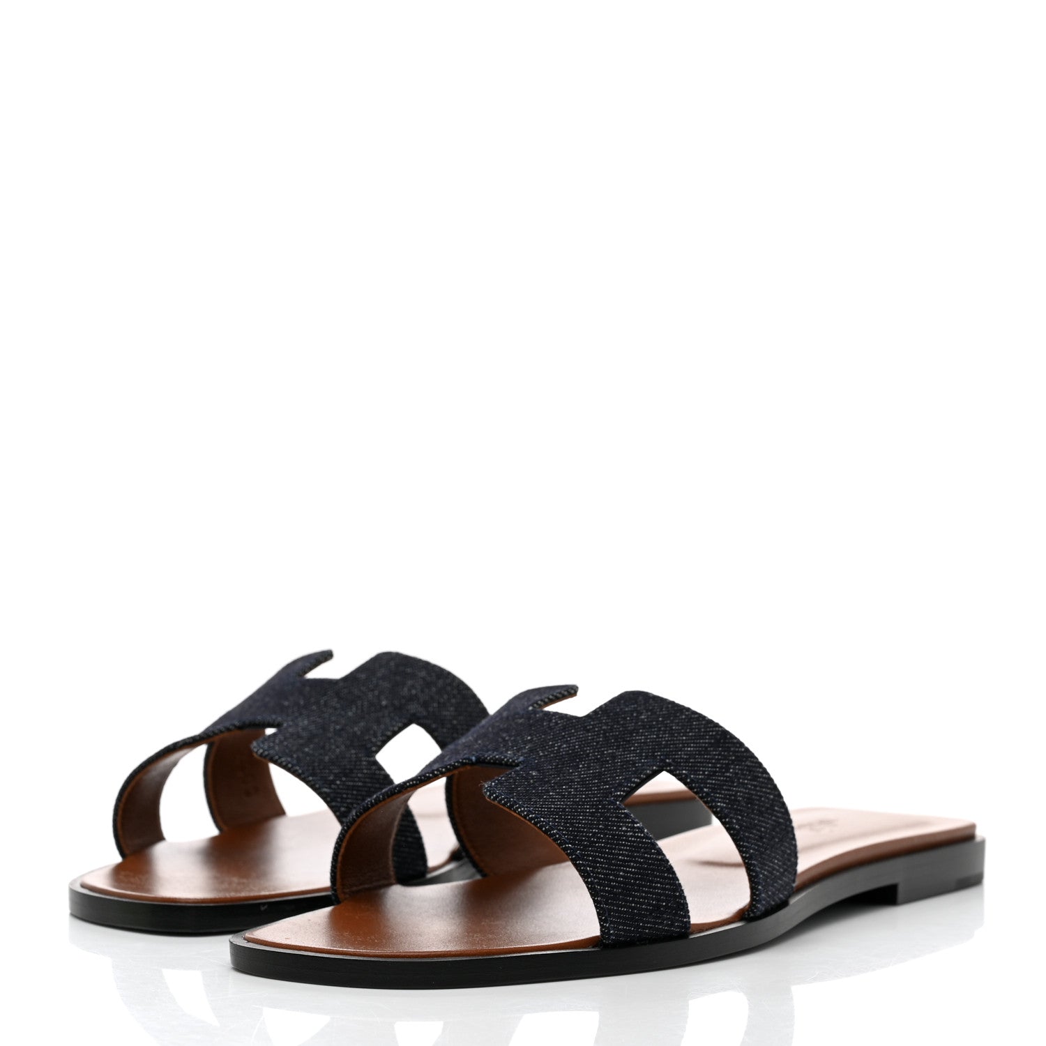 Hermes Denim Oran Sandals 38.5 Bleu Brut 3 of 9