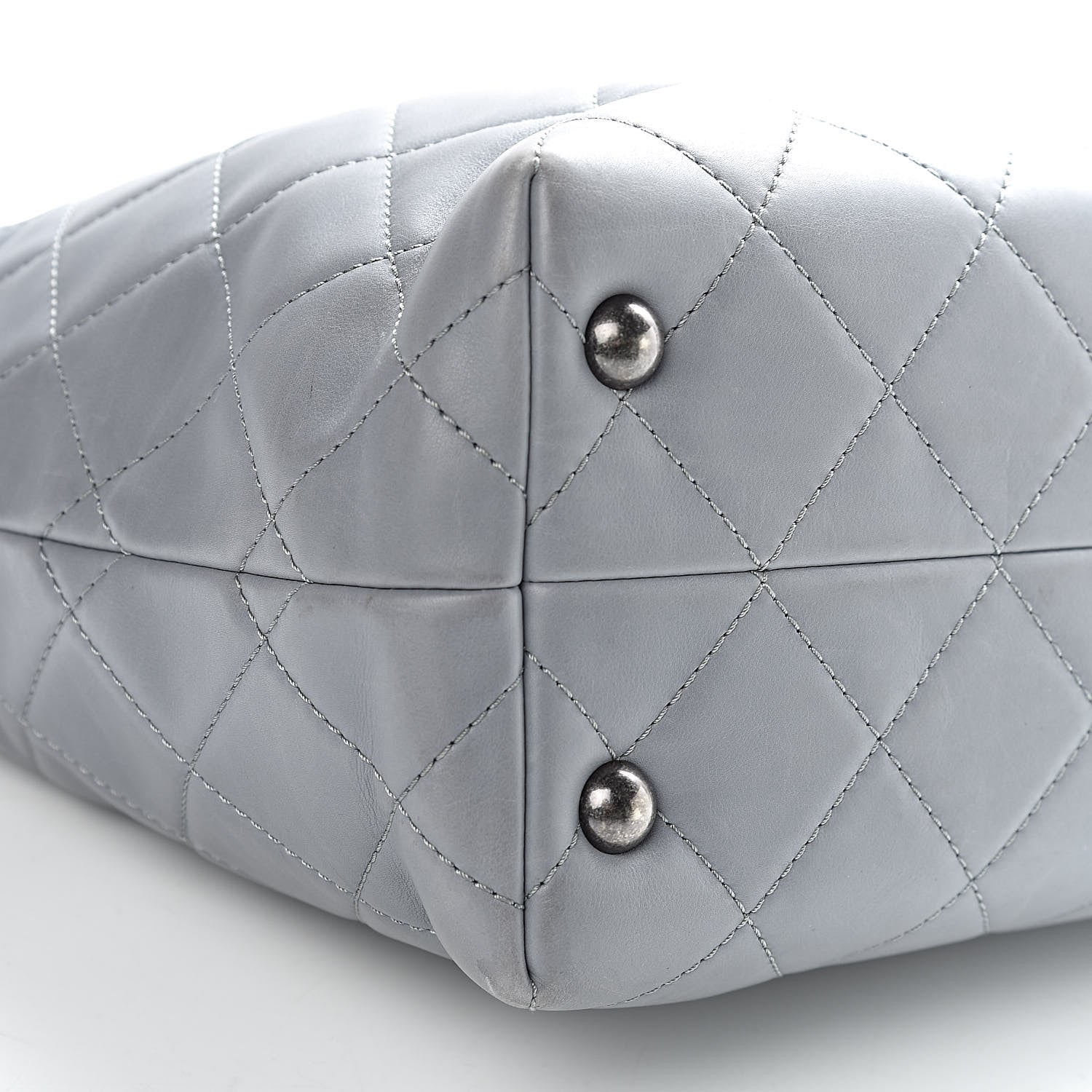 Chanel Calfskin Quilted Large Shopping In Chains Tote Light Grey 8 of 15