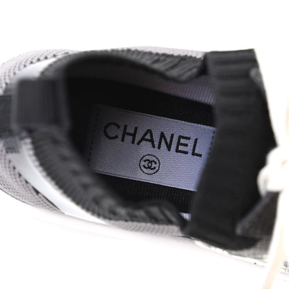Chanel Fabric Calfskin Suede CC Womens Sneakers 35 Black Grey 6 of 8