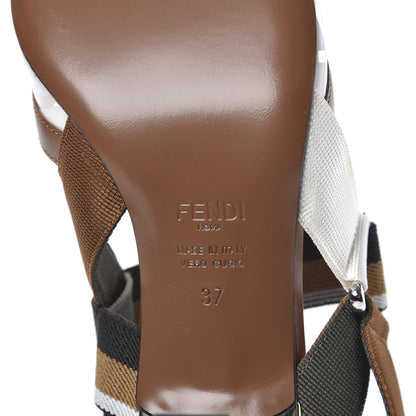 Fendi PVC Vitello FF Colibri 55mm Slingback Pumps 37 Transparent White Cuoio Avana 6 of 8