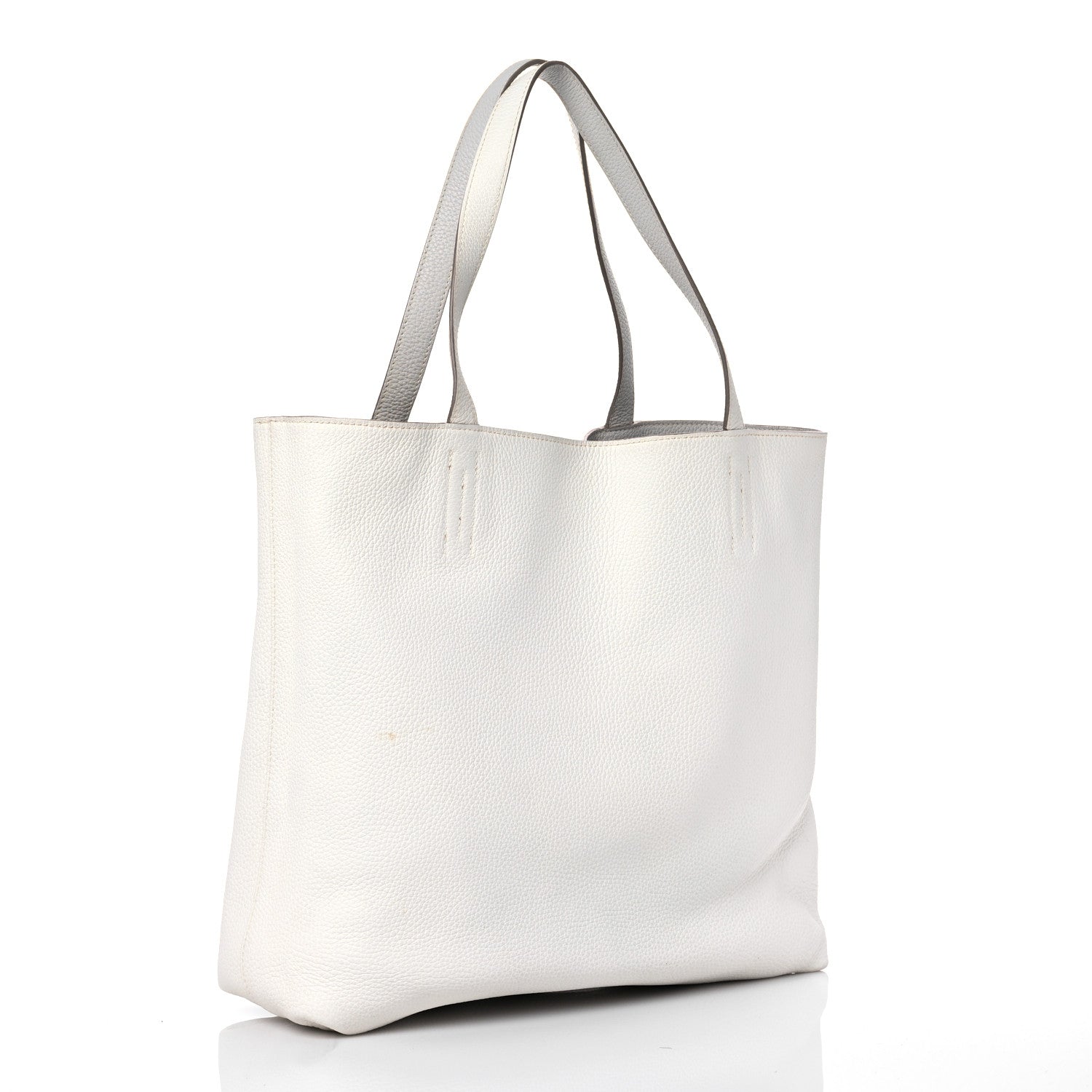 Hermes Taurillon Clemence Double Sens 45 Reversible Tote White Gris Perle 10 of 17