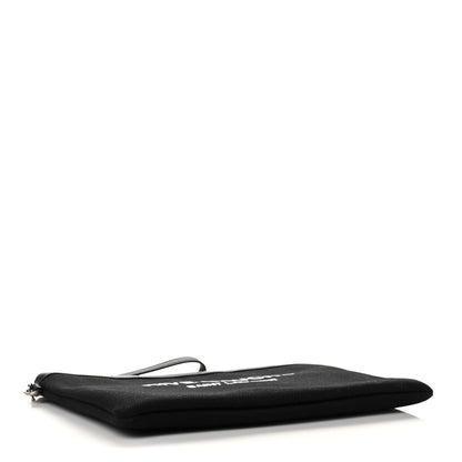 Saint Laurent Linen Canvas Rive Gouche Zipped Pouch Black 4 of 11