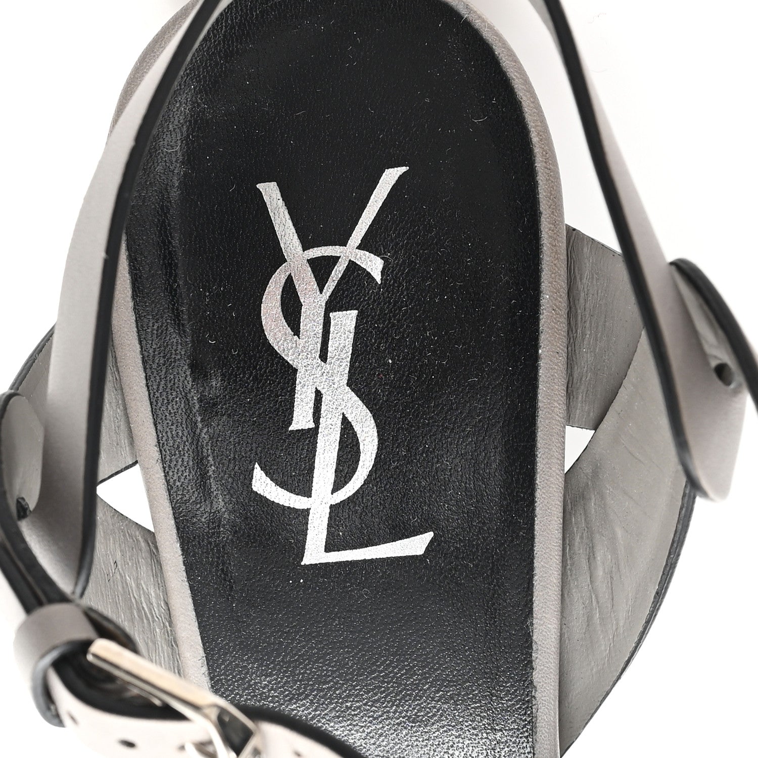 Saint Laurent Calfskin Tribute 105 Platform Sandals 38 Grey 8 of 9