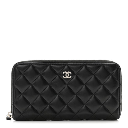 Chanel Lambskin Quilted Large Gusset Zip Around Wallet Black 1 of 11
