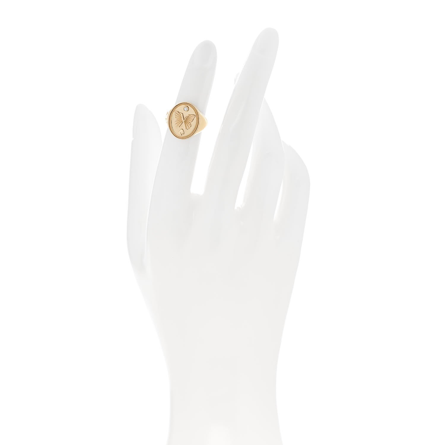 Foundrae 18K Yellow Gold Diamond Reverie Signet Ring 46 3.75 2 of 7
