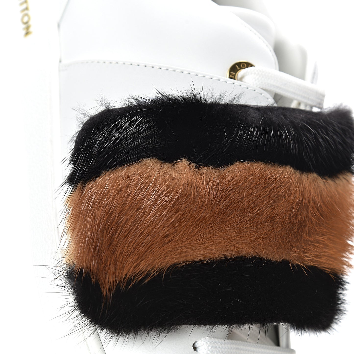 Calfskin Mink Fur Frontrow Sneakers 40 White