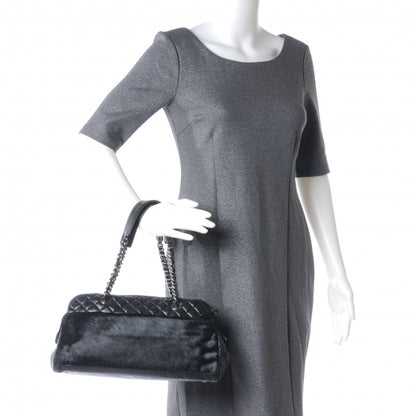 Chanel Aged Calfskin Pony Hair Quilted Miss Pony Bowler Black 2 of 8