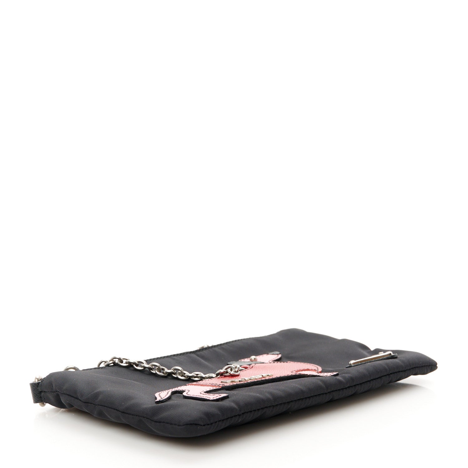 Prada Tessuto Nylon Dog Chain Pouch Black 4 of 10