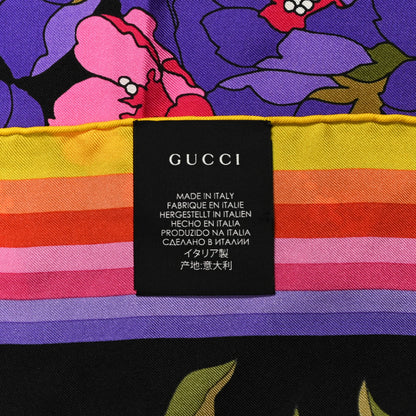 Gucci Silk Degrade Floral Square Scarf Black Multicolor 4 of 5