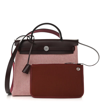 Hermes Criss Viking Vache Hunter Herbag Zip Retourne 31 PM Ecru Brique Anemone Rouge Sellier 1 of 10