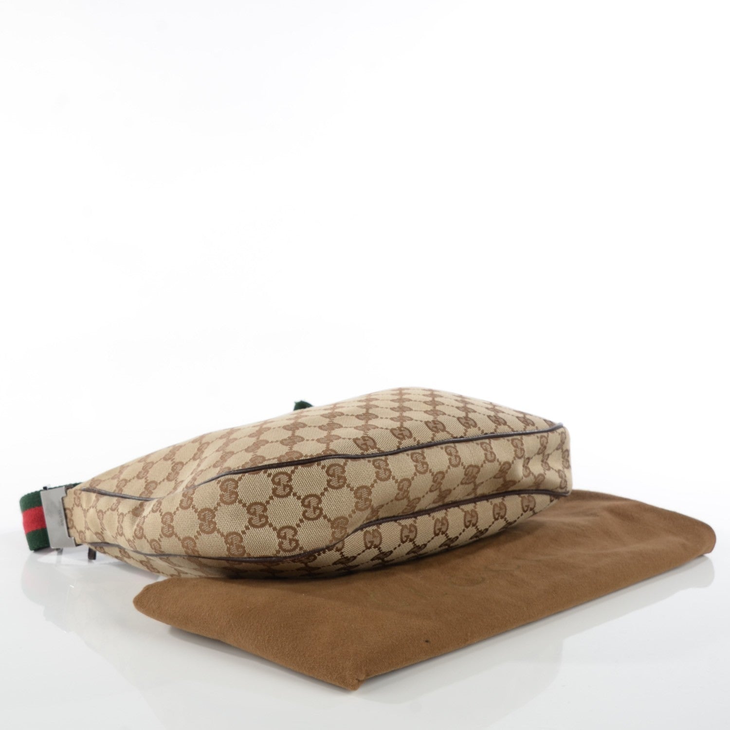 Gucci Monogram Web Medium Half Moon Hobo Dark Brown 4 of 7