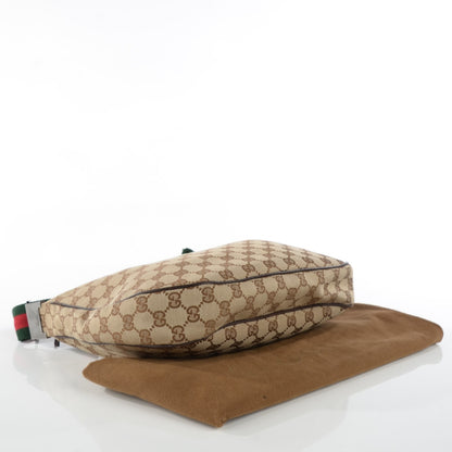 Gucci Monogram Web Medium Half Moon Hobo Dark Brown 4 of 7