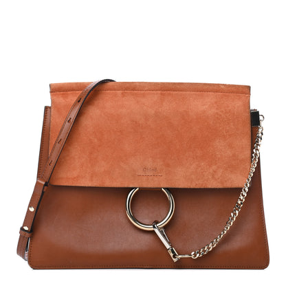 Chloe Suede Calfskin Medium Faye Shoulder Bag Tobacco 1 of 5