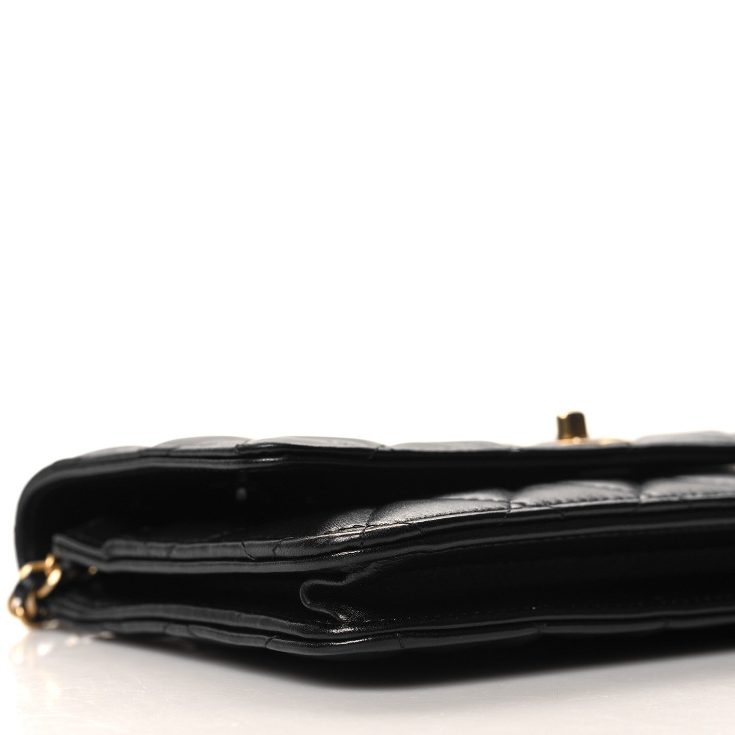 Chanel Lambskin Quilted CC Pearl Crush Wallet on Chain WOC Black 10 of 12