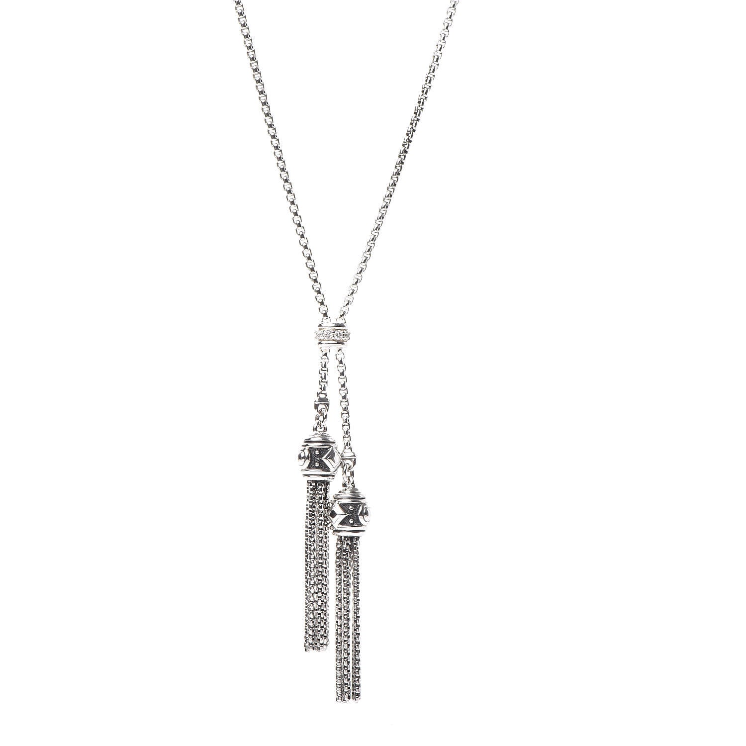 David Yurman Sterling Silver Diamond Renaissance Tassel Necklace 4 of 6