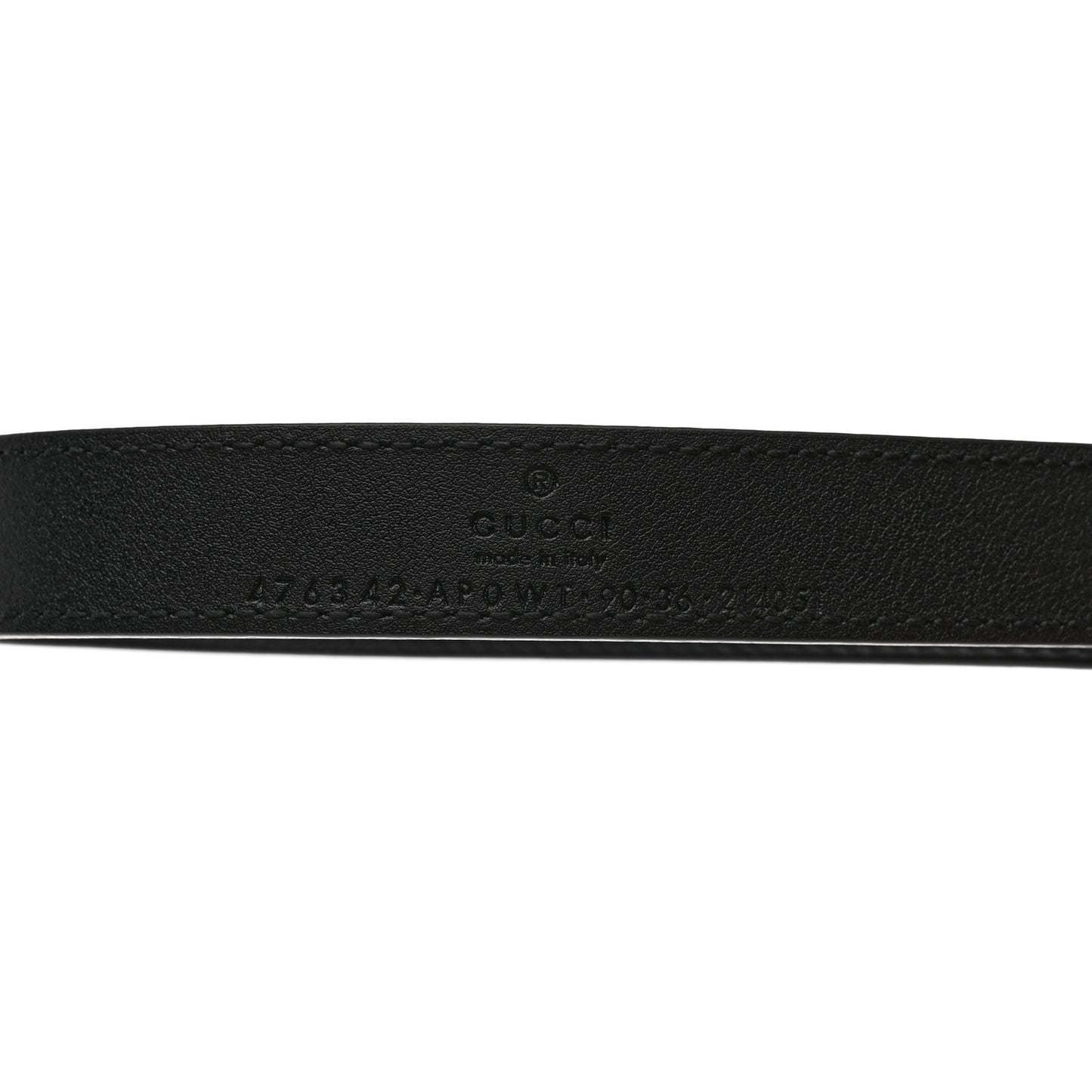 Calfskin Pearl Double G 20mm Belt 90 36 Black Cream