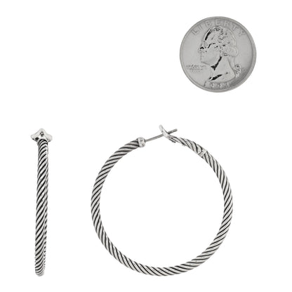 David Yurman Sterling Silver Medium Cable Classics Hoop Earrings 2 of 4