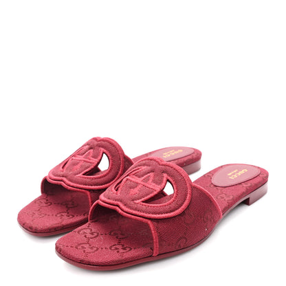 Gucci GG Canvas Interlocking G Cut Out Slide Sandals 37.5 Rosso Ancora 4 of 9
